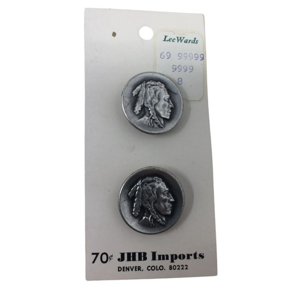 Vintage Indian Head Buttons - New on orig. Card